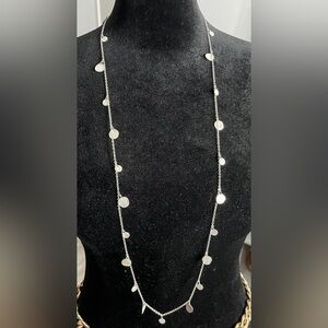 36” Genuine Sterling Silver Round Hammered Layering Necklace Boho Elegant $259